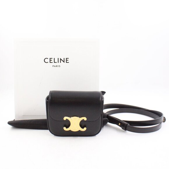 NWT Celine Mini Claude Bag in Shiny Black Calfskin with Gold Finish Hardware - Picture 1 of 13